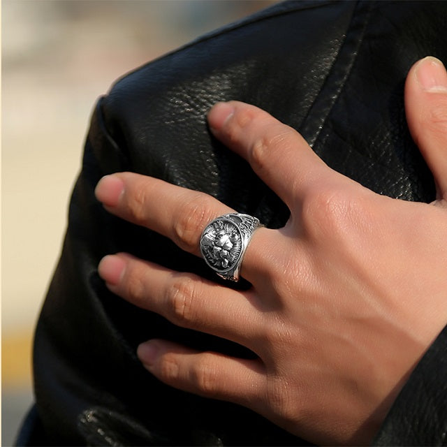 Lion Head Ring Silver
