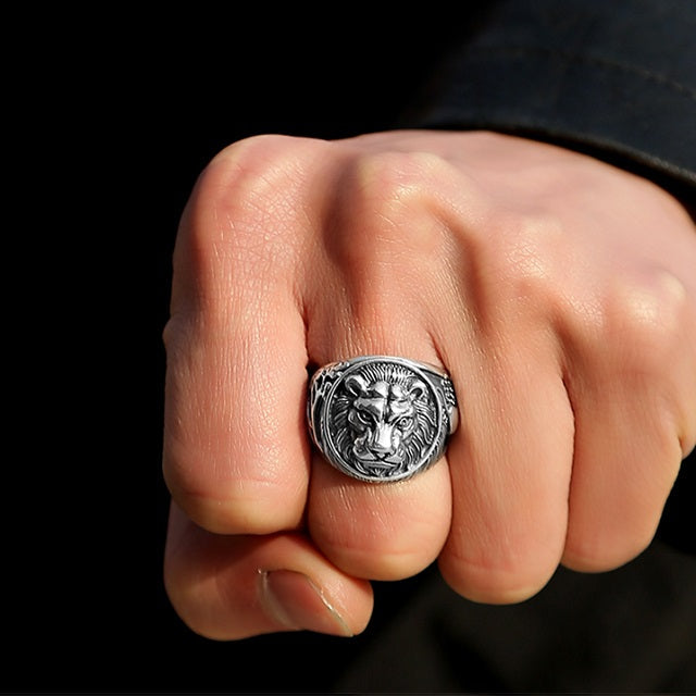 Lion Head Ring Silver