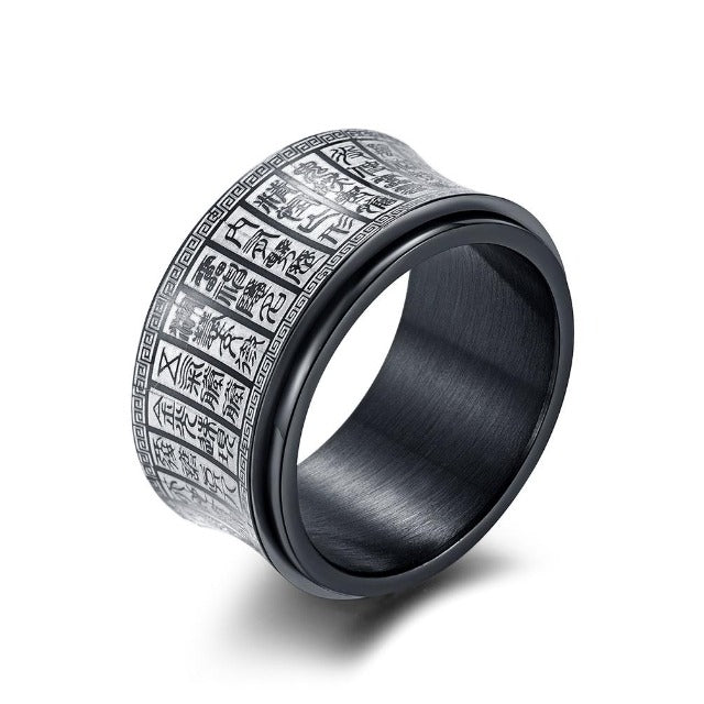 Tibetan Mantra Ring in Silver