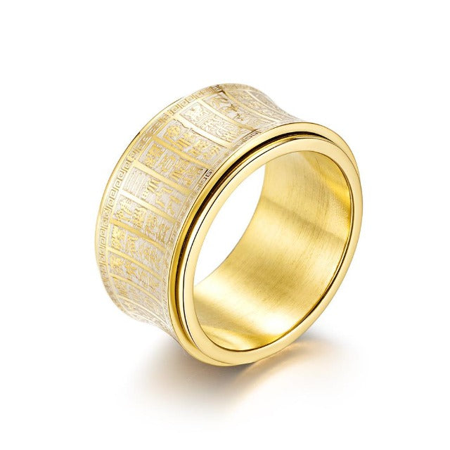 Tibetan Mantra Ring in Gold