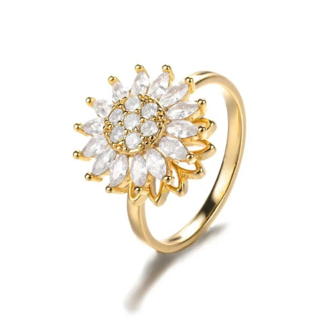 Anti-Stress Sunflower Gold Ring