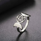 Thin Triple Moon Witchcraft Wiccan Ring for Women silver A