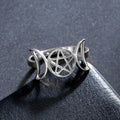 Thin Triple Moon Witchcraft Wiccan Ring for Women silver B
