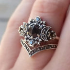Triple Moon Witchcraft Wiccan Women's Ring Black