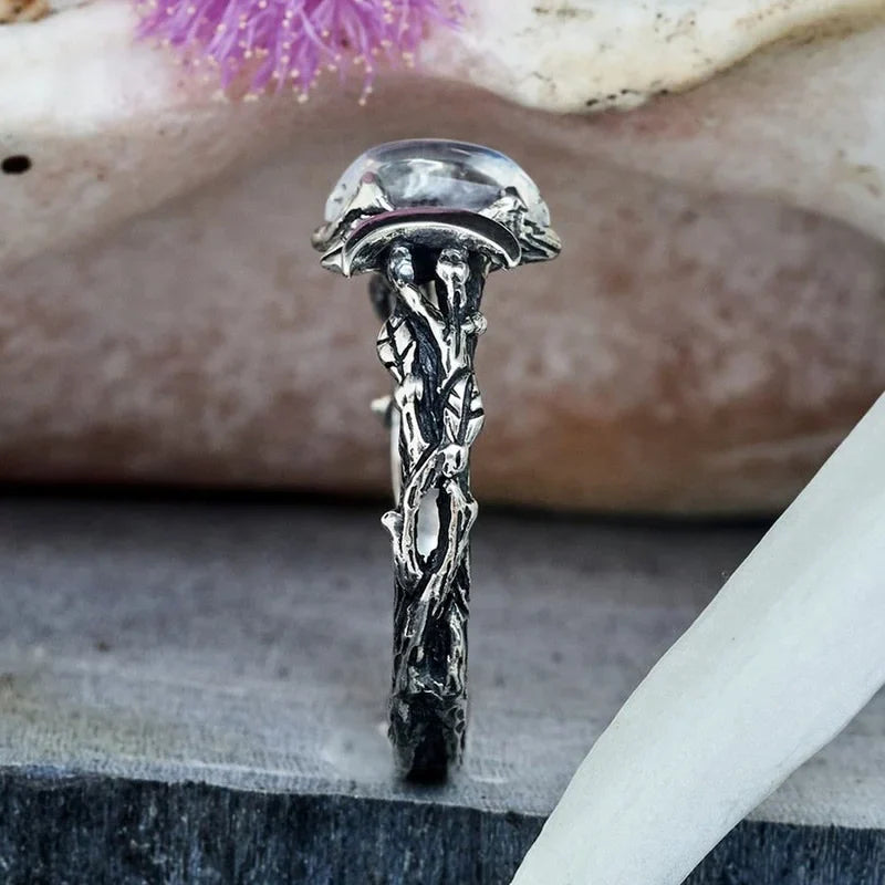 Triple Moon Witchcraft Wiccan Women's Stone Ring