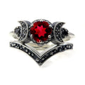 Triple Moon Witchcraft Wiccan Women's Ring Red