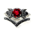 Triple Moon Witchcraft Wiccan Women's Ring Red