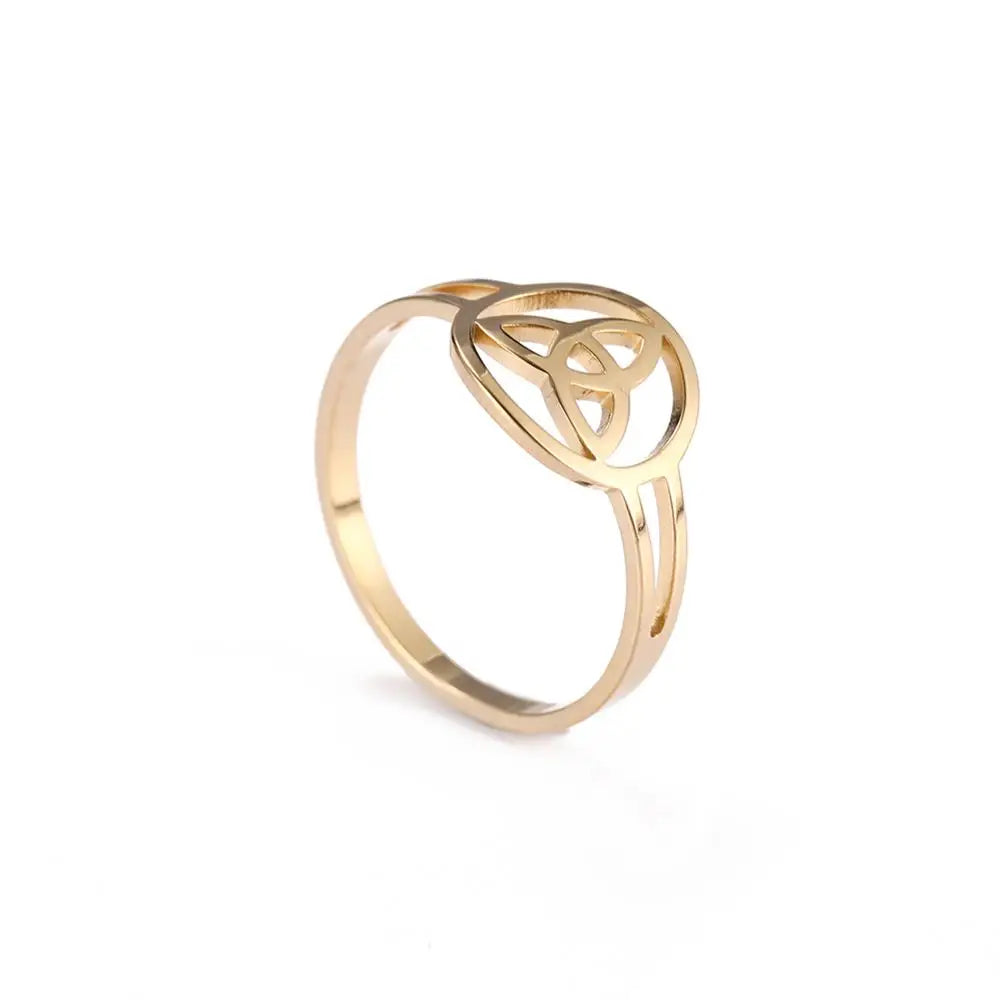 Triquetra Irish Trinity Knot Ring Gold 