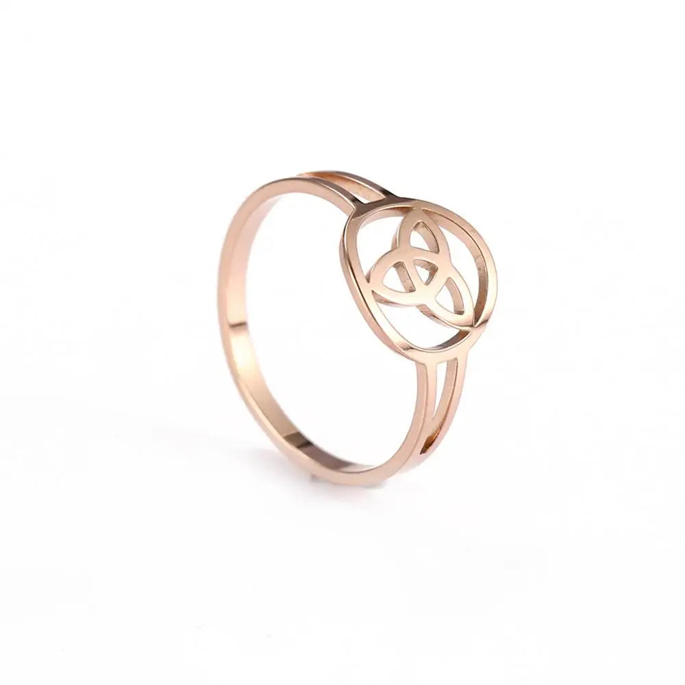 Triquetra Irish Trinity Knot Ring Rose Gold