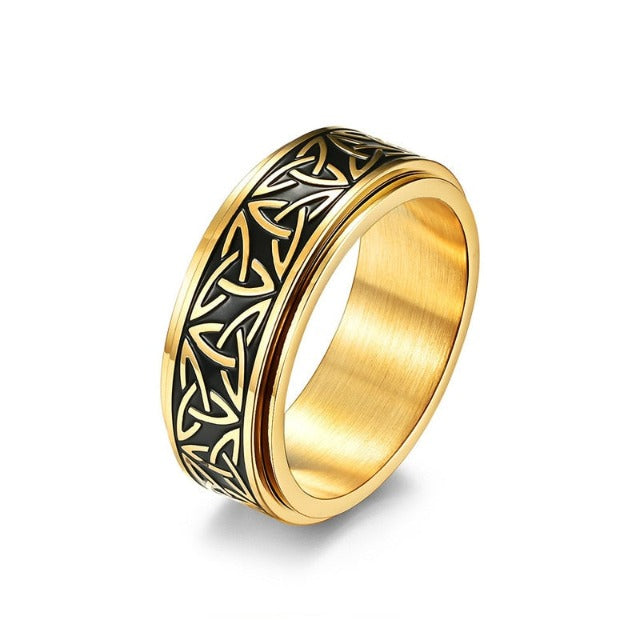Viking Ring Ragnar Rotating Band gold 