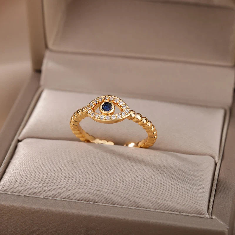 Zircon Evil Eye Ring Nazar Boncuk gold