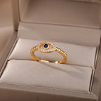 Zircon Evil Eye Ring Nazar Boncuk gold