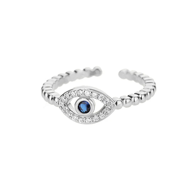 Zircon Evil Eye Ring Nazar Boncuk silver