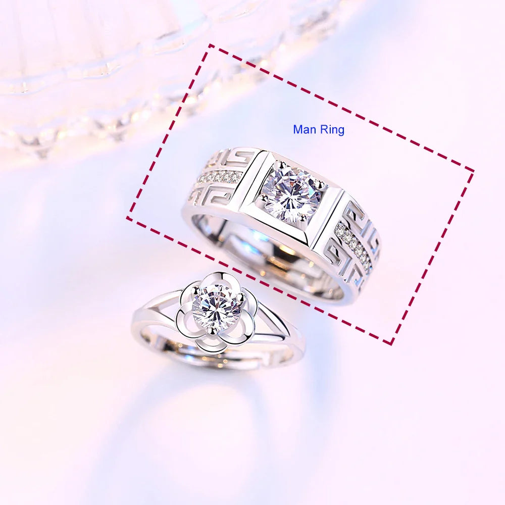 Couple Rings Flower Ring for Men