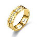 Couple Rings Love Gold Band with Diamonds