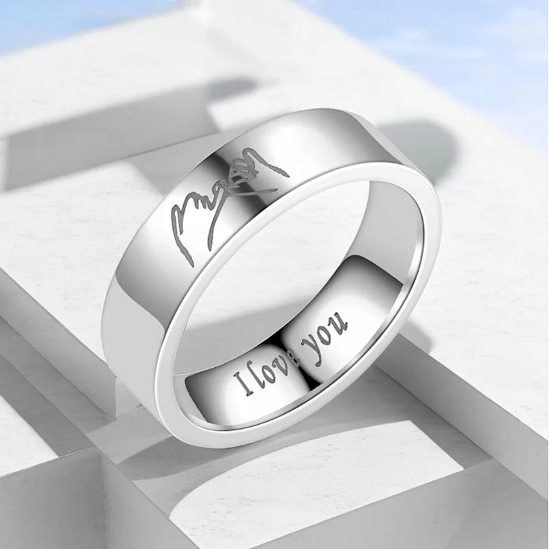 Couple Rings Love Band in Silver or Black silver silver