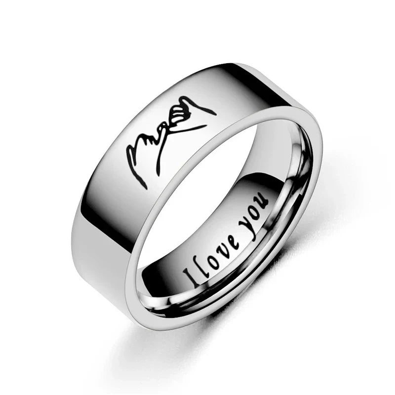 Couple Rings Love Band in Silver or Black silver