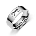 Couple Rings Love Band in Silver or Black silver