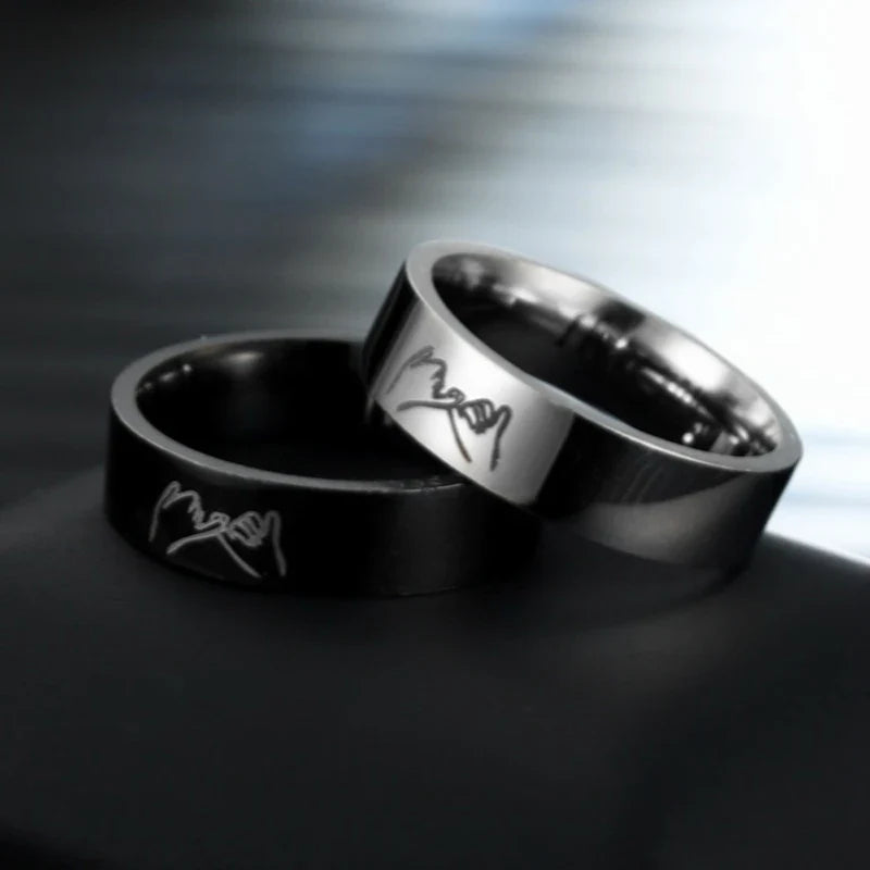 Couple Rings Love Band in Silver or Black silver