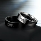 Couple Rings Love Band in Silver or Black silver