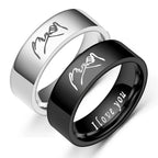 Couple Rings Love Band in Silver or Black silver