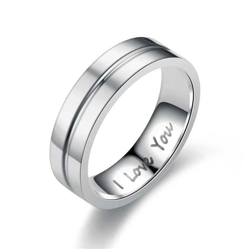 Couple Rings Love Silver Band without Diamonds