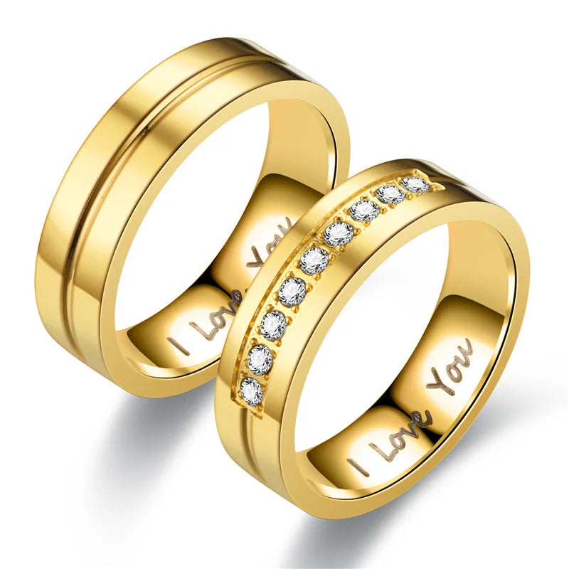 Couple Rings Love Gold Band