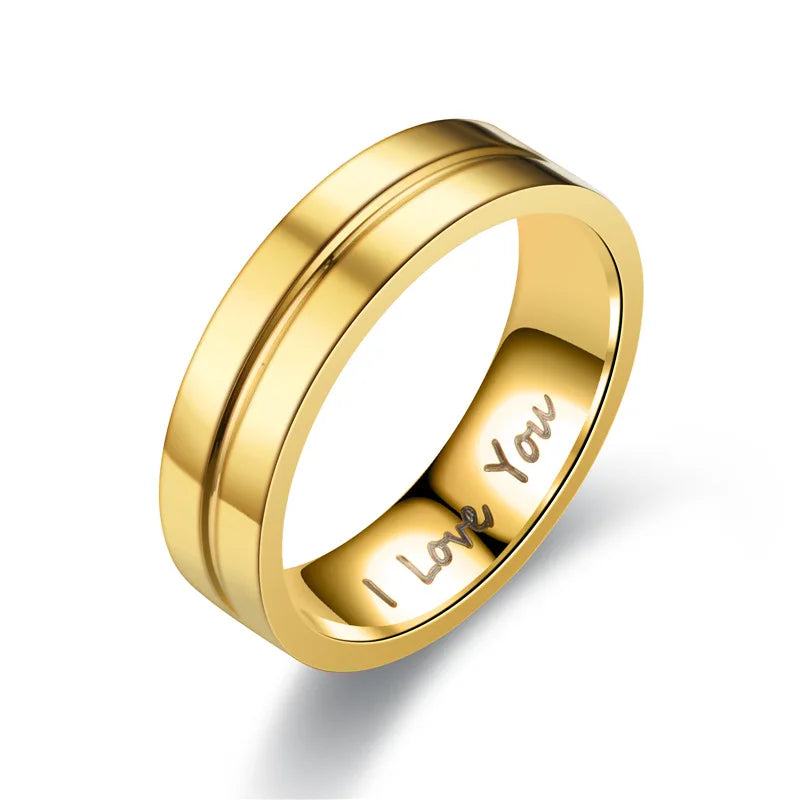 Couple Rings Love Gold Band without Diamonds