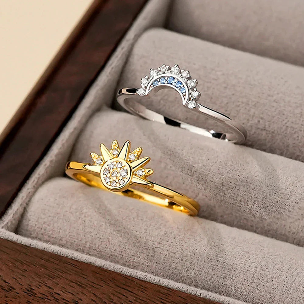 Couple Rings Sun Ring in Zircon Sun and Moon