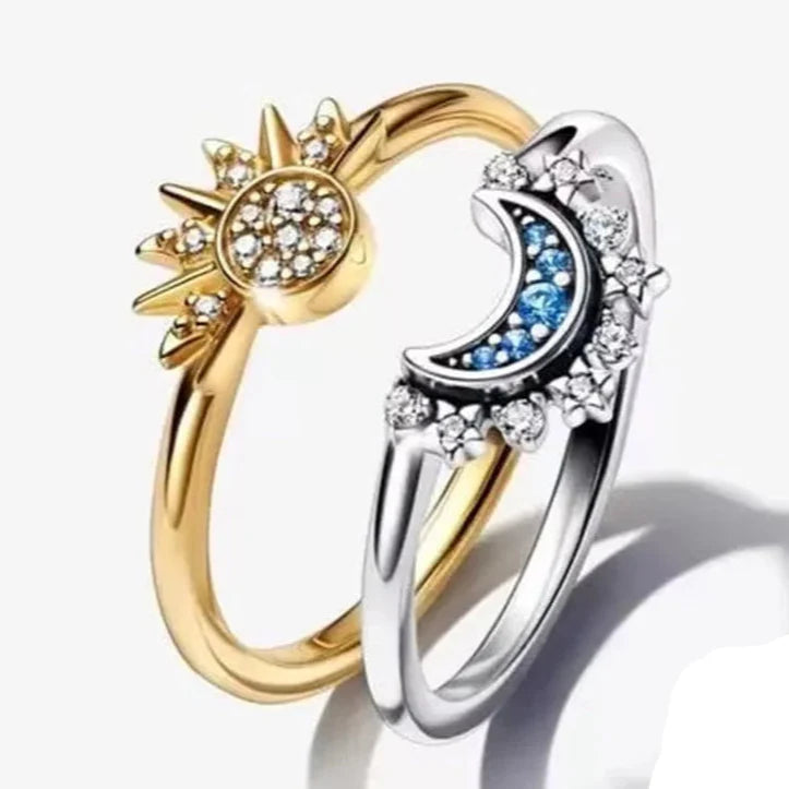Couple Rings Sun Ring in Zircon Sun and Moon