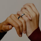 Couple Rings Heart Romantic Band and Black Zircon