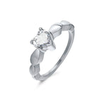 Couple Rings Heart Romantic Band and Silver Zircon for Women