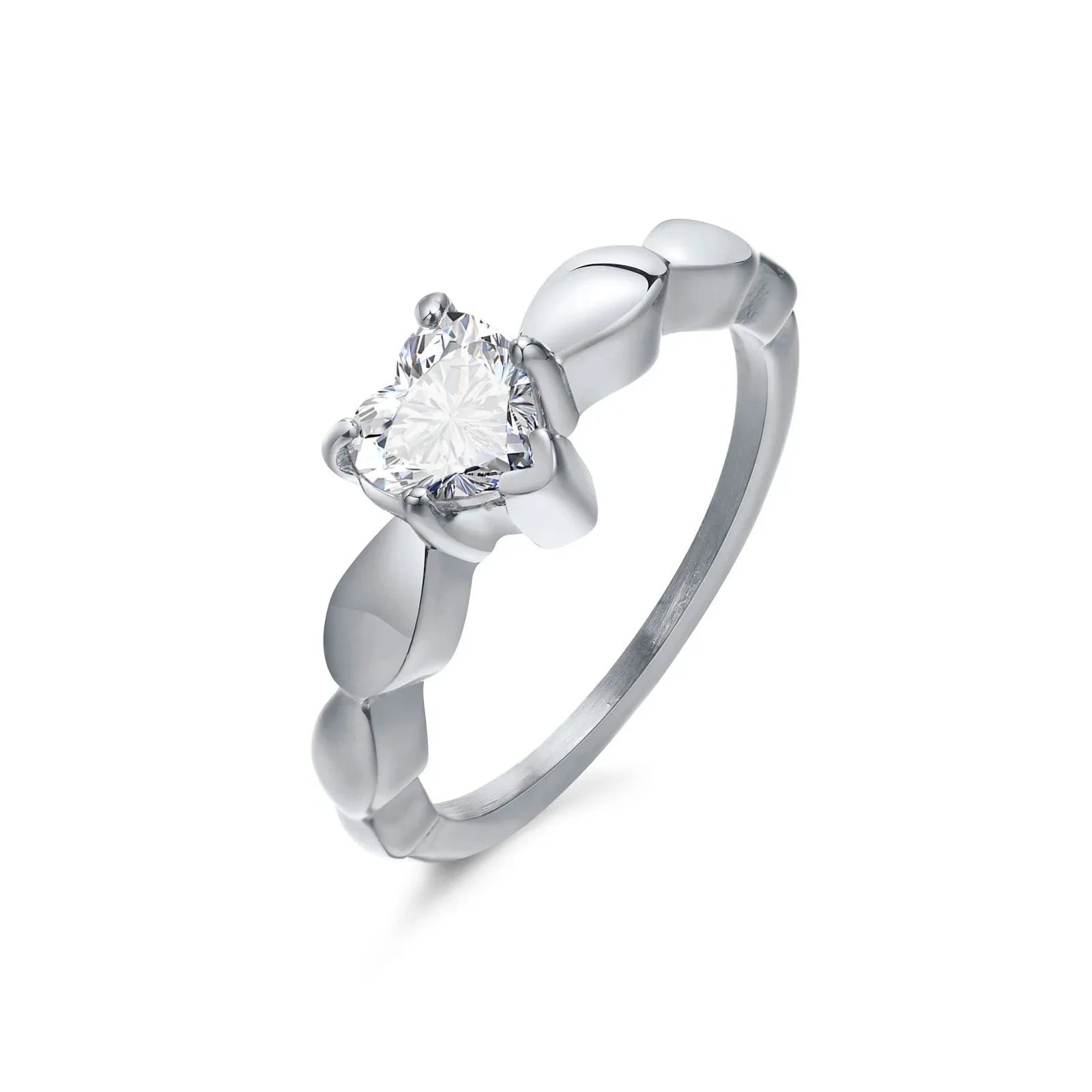 Couple Rings Heart Romantic Band and Silver Zircon for Women