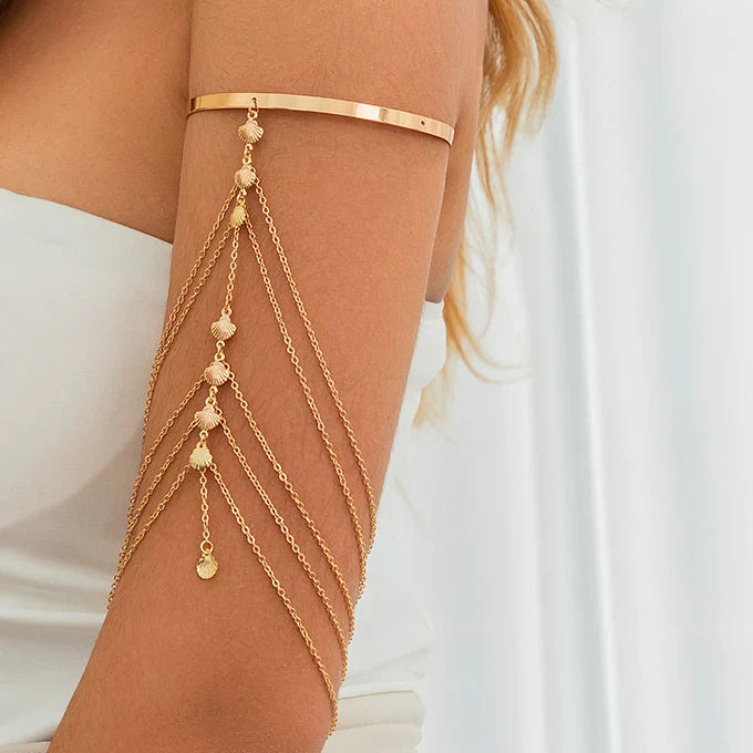 Women's Bicep Jewelry and Arm Bracelet - Elegant Ornament Gold Arm Chain