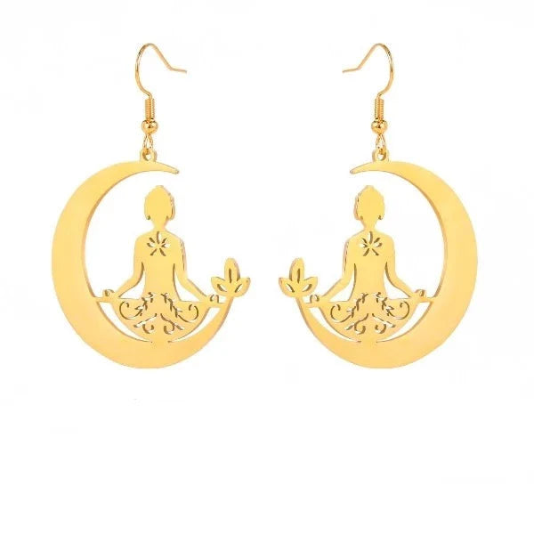 Buddhism Meditation Earrings Gold