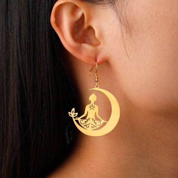 Buddhism Meditation Earrings Gold