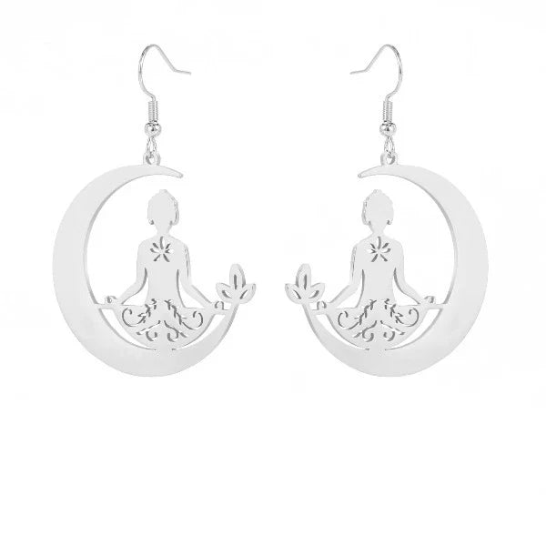 Buddhism Meditation Earrings Silver