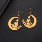 Buddhism Meditation Earrings Gold