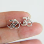 Buddhist Om Silver Earrings