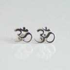 Buddhist Om Silver Earrings
