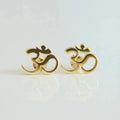 Buddhist Om Gold Earrings
