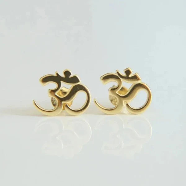 Buddhist Om Gold Earrings