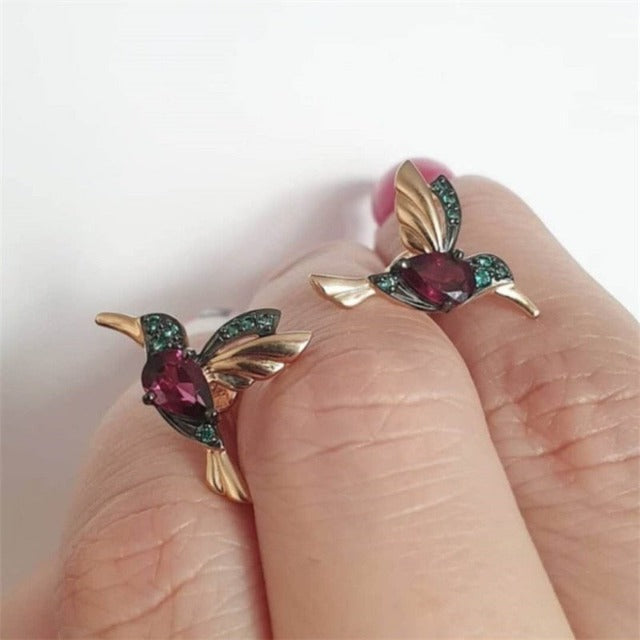 Red Hummingbird Earring