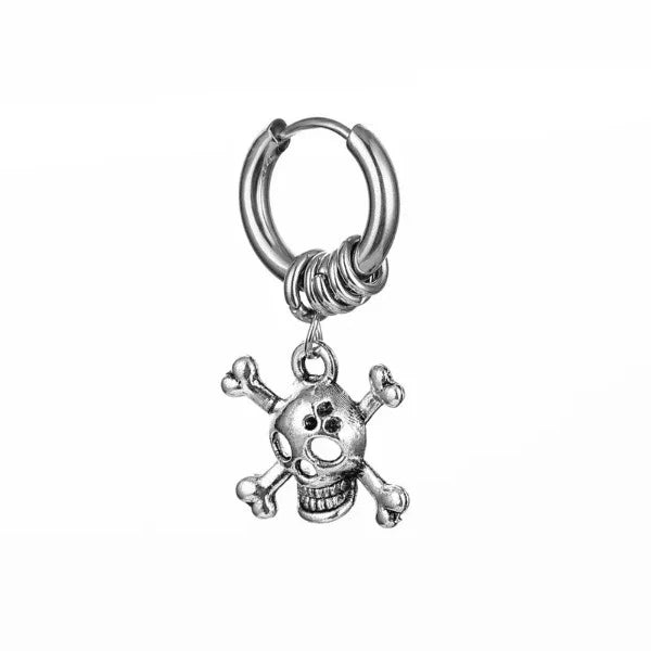 Silver Stainless Steel Skull Earring