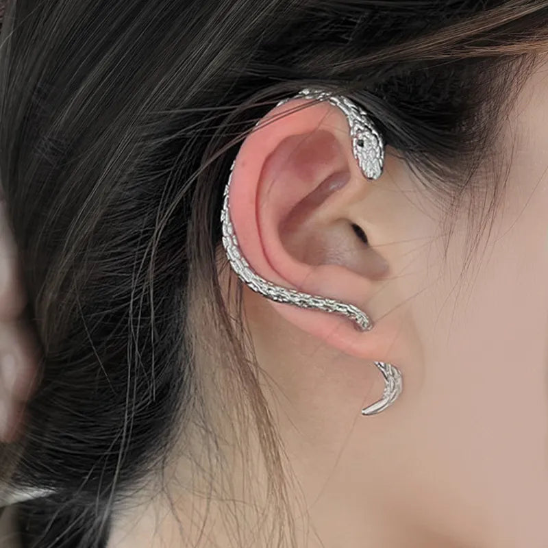 Long Snake Dangle Earrings silver
