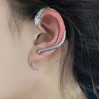 Long Snake Dangle Earrings silver