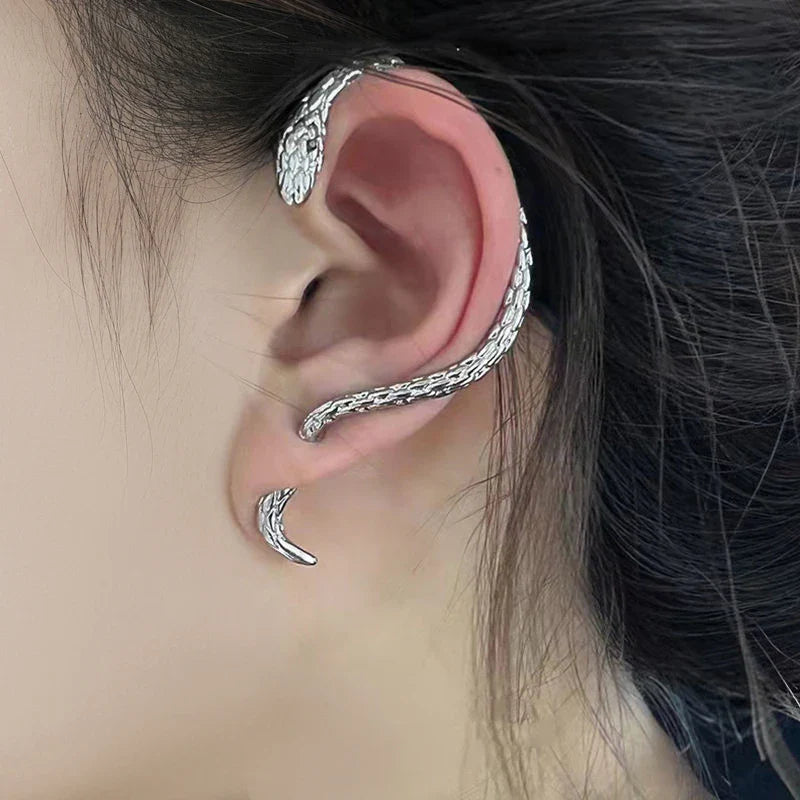 Long Snake Dangle Earrings silver