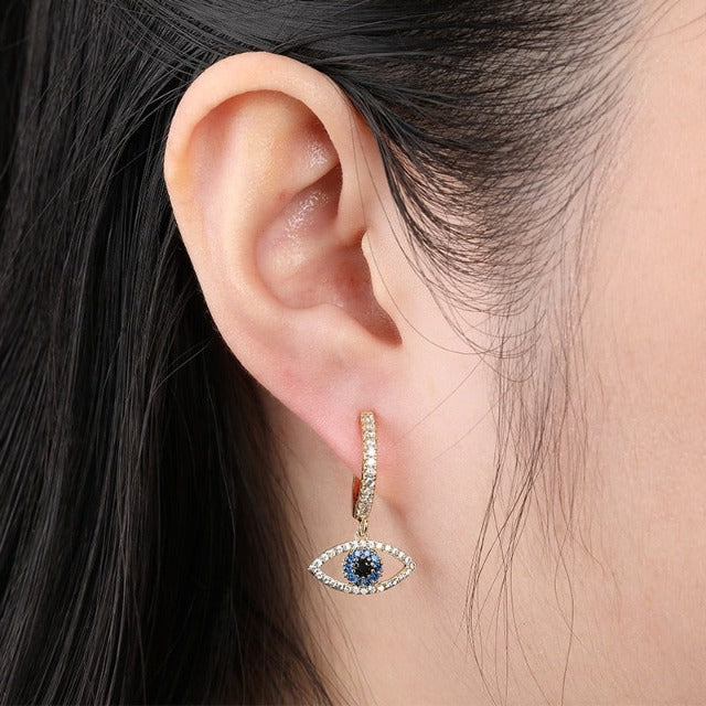 Blue Eye Earring Silver