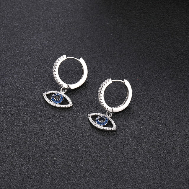 Blue Eye Earring Silver