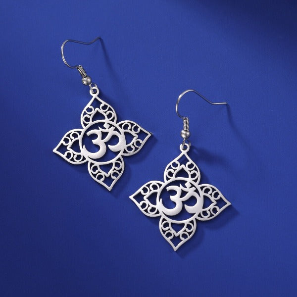 Buddhist Om Earrings silver